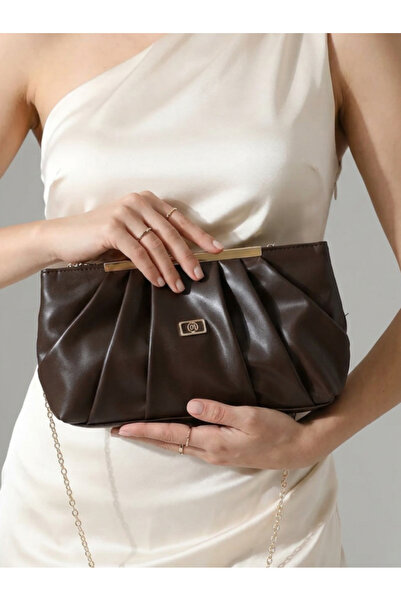 Çanta Trend Women's Shiny Faux Leather Strap Clutch Daily and Evening Dress Bag