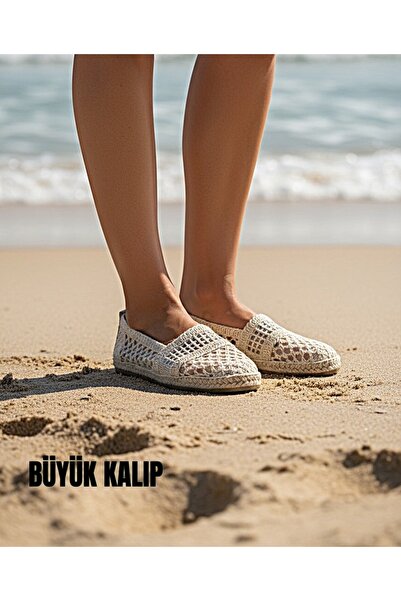 KAFKASLAR AYAKKABI TRİKO HASIR TAŞ DETAILAT D talpă plată PANTOFI DE DAMĂ B b...