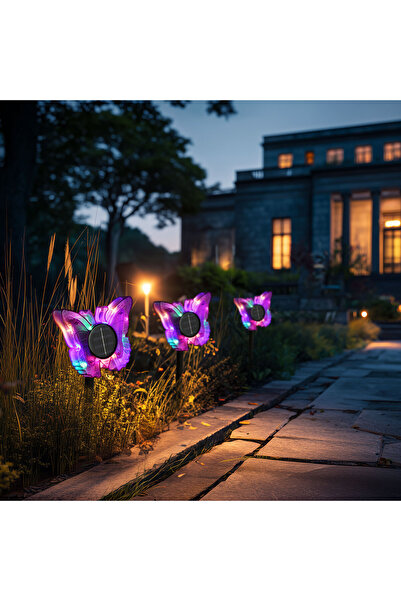 Garden of Eden Fluture solar stabilizat - violet - 13 x 6,5 x 35 cm - alb fie...