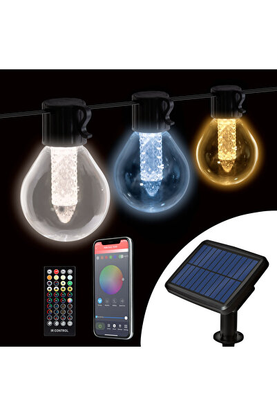 OEM Șir luminos solar inteligent - 15 LED-uri albe - temperatură de culoare r...