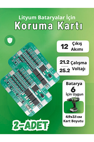 RoboPazar 2-adet 6S 12–15A Li-Ion BMS Koruma Kartı (Batarya Yönetim Modülü)