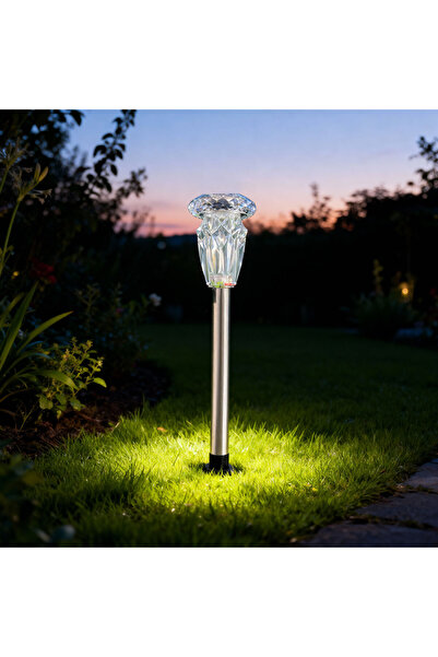 Garden of Eden Lampă solară - 1 x alb cald - crom - 6 x 38,5 cm