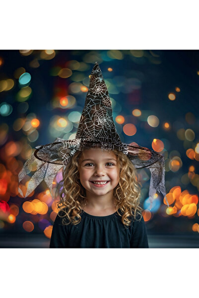 FAMİLY Halloween vrăjitoare pălărie - negru, păianjen web - 38 x 32 cm