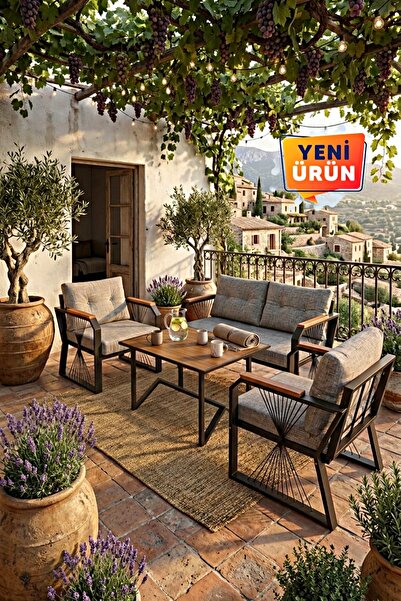 MOGARD Yelpaze Bahçe, Balkon Takımı 2+1+1, Masa Sandalye Takımı, Kanepe Koltu...