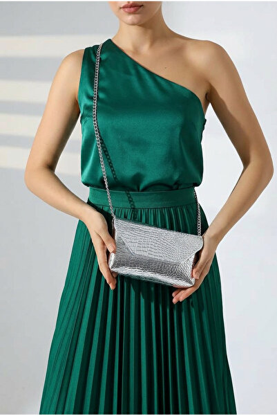 Çanta Trend Women's Shiny Faux Leather Strap Clutch Daily and Evening Dress Bag