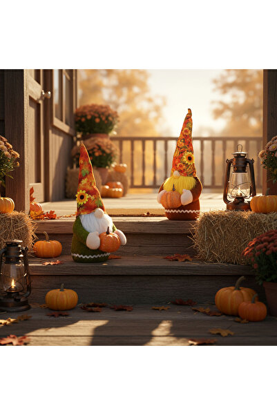 OEM Autumn decoration - gnome with pumpkin - 2 types - 35 x 13 x 13 cm