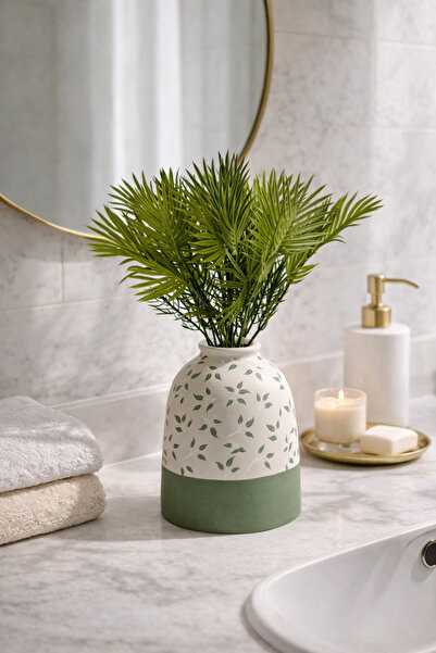 ELZI ATÖLYE Dekoratif Yapay Palmiye Dalı 30 cm | Doğal Görünümlü Yeşil Dekor ...