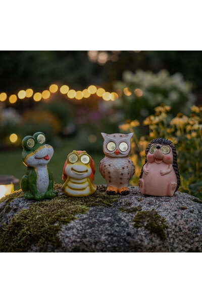 Garden of Eden Figurine solare pentru grădină - 4 modele cu ochi mobili - 104...