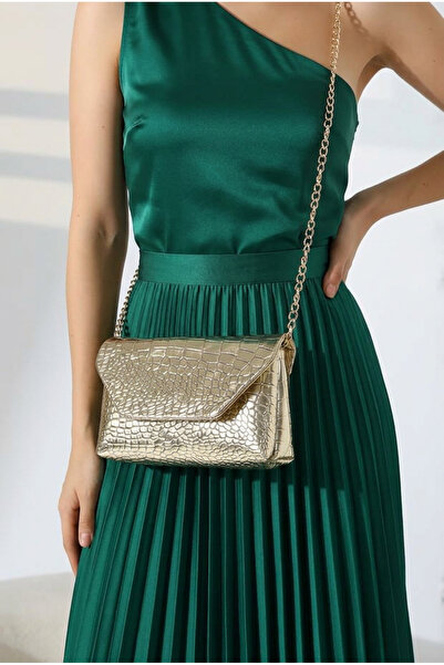 Çanta Trend Women's Shiny Faux Leather Strap Clutch Daily and Evening Dress Bag