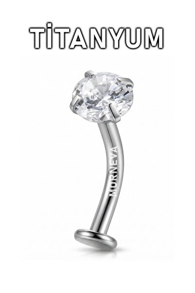 MORNEVA Titanyum Daire Taşlı Floating Uçan Göbek Ters Belly Piercingi