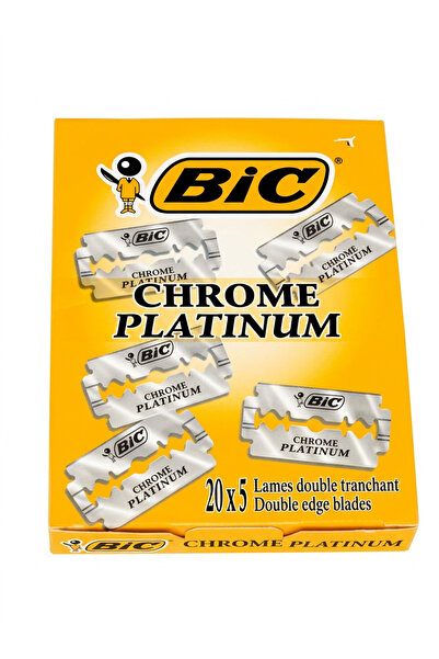 Bic Chrome Platinum Double Edge Safety Razor Disposable Single Blades (100 Pack)