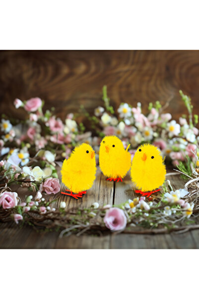 OEM Easter decoration - chicken set - yellow - 6.7 x 5 cm - 3 pcs / pack