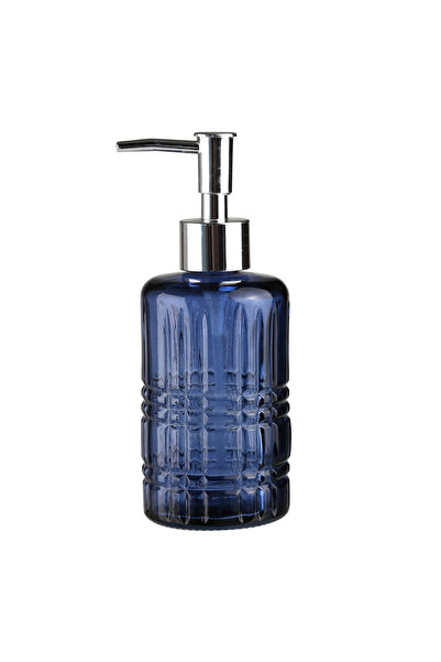 Bosphorus حامل صابون سائل زجاجي، كريستال دي منقوش أزرق 300مل، طقم حمام 6.8×17...