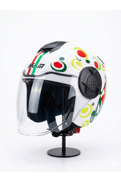 Free-M FREEM PARLAK YEŞİL BEYAZ TURUNCU GÜNEŞ VİZÖRLÜ ECE R 22.06 SERTİFİKALI...