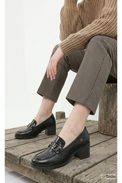 Mammamia Kadın Hakiki Deri Ortopedik Kalın Topuklu Klasik Ayakkabı M27YA/3395