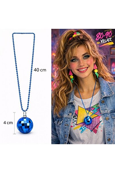 CT STONES كرة ديسكو ريترو على شكل كرة 80& # 39؛ لير 90&؛ # 39؛ قلادة بلاستيكي...