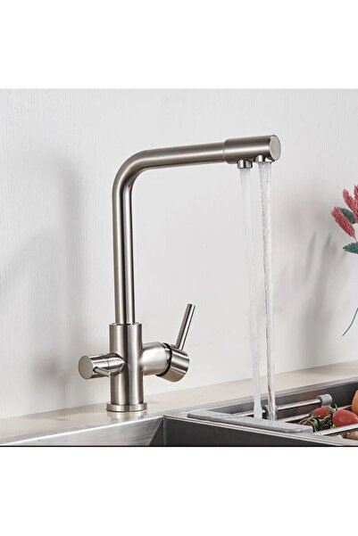 banyosepeti Matte Chrome Purified Kitchen Faucet 3 Way Purified Faucet Matte ...