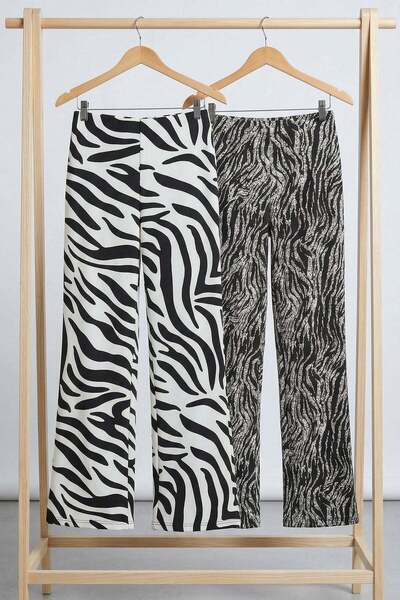 COTENCONCEPT 2 komada udobnih hlača Visok struk Široke nogavice Viskoza kombi...