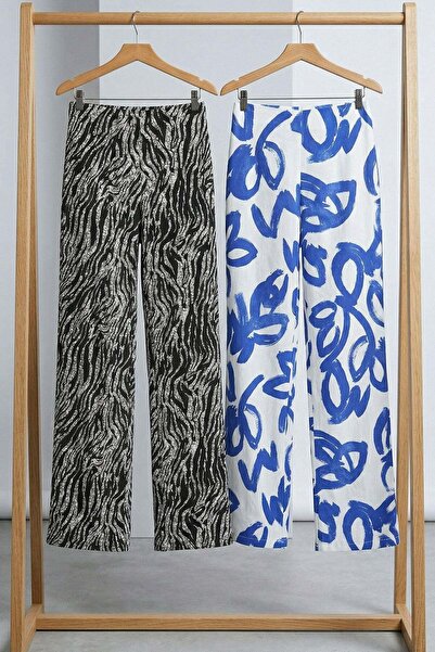 COTENCONCEPT 2 komada udobnih hlača Visok struk Široke nogavice Viskoza kombi...