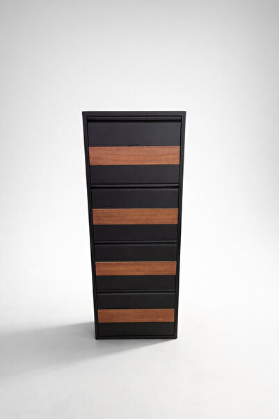 KARLI 4 LÜ SİYAH DESENLİ METAL AYAKKABILIK