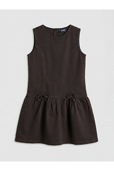 LC Waikiki LCW Παιδικό Καφέ Φόρεμα Τζιν με Λεπτομέρεια Φιόγκου στον Λαιμό για...