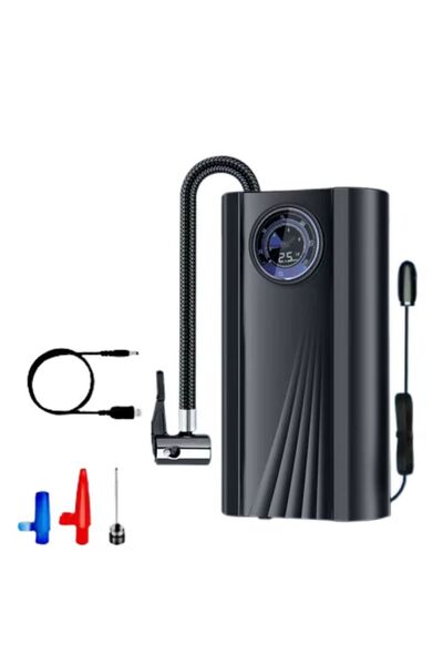 MDHL Compresor Auto Portabil, 120W, 100 - 150 PSI, Negru, Set Cu 3 Duze