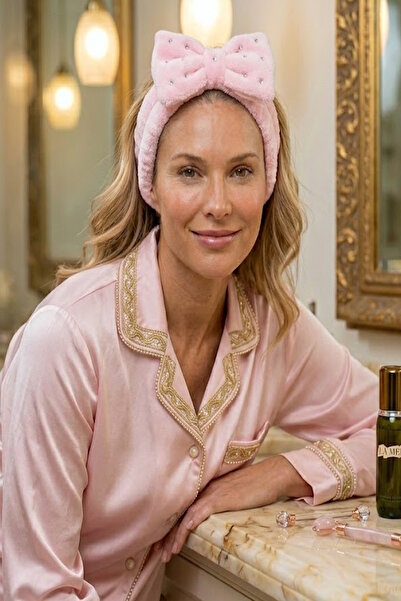 CAŞ DEKORASYON Sa kamenčićima Pliš Traka za kosu sa ružičastom trakom