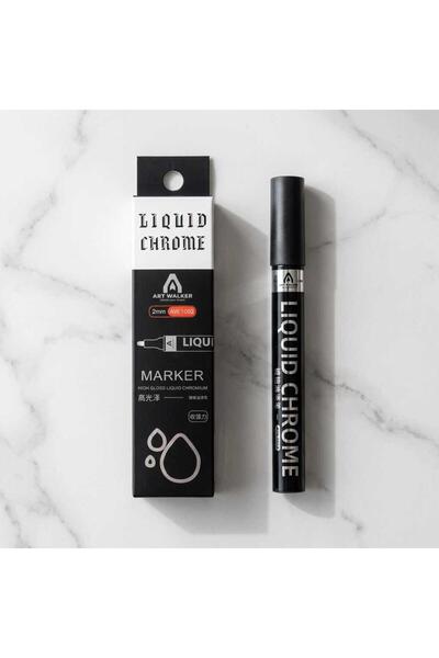 LUXER Marker Permanent Cromat cu Efect de Oglinda (2mm) Argintiu, High Gloss,...