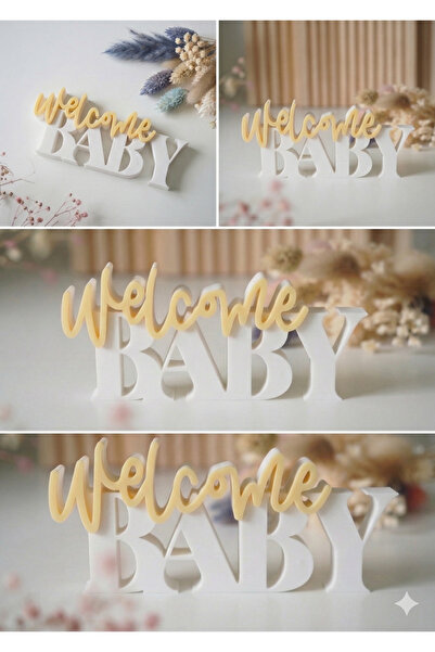 vetria Hoşgeldin Bebek Yazılı Masa Dekoru - 3D Tasarım Baby Shower Ve Hastane...