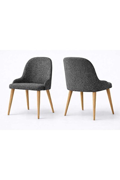 LATTE MODERN AHŞAP AYAKLI YEMEK ODASI SANDALYESİ - 2 Lİ -SAFARİ 05- ANTRASİT