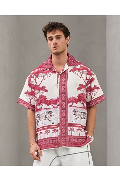 Yeblin قميص تايجر كبير الحجم طباعة رقمية