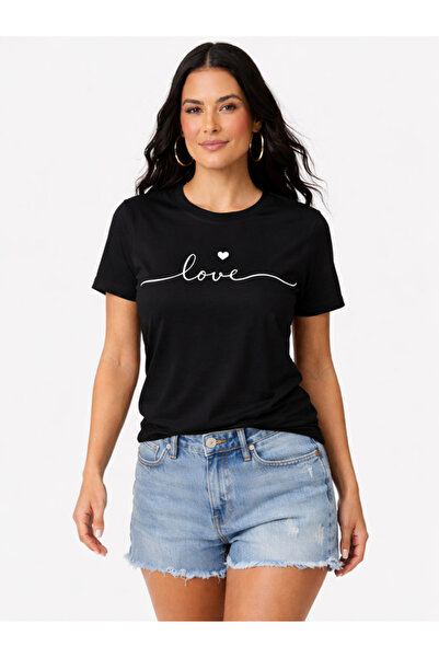 EXPECTED Women's Oversized Love Printed Cotton Stylish T-Shirt