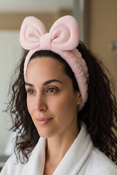 CAŞ DEKORASYON Svetlo roze boje Pliš gumica za kosu sa ušima