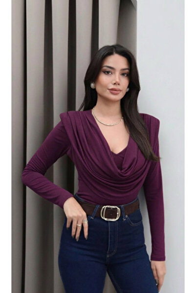 MEECY Μπλούζα με δραπετερό γιακά μπροστά, μοντέλο Zr