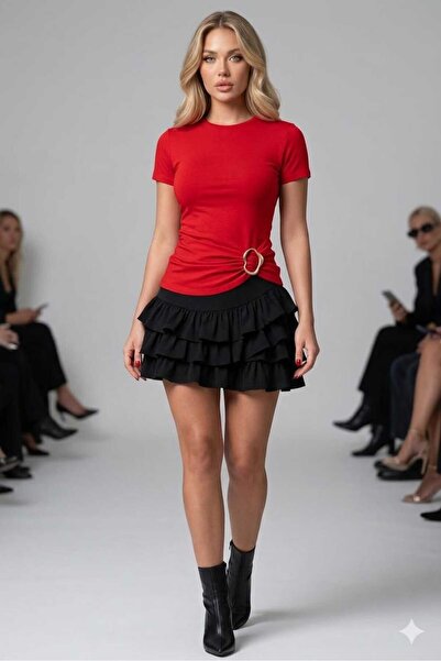 Lufthimm NOUĂ BLUZĂ DE DAMĂ CU MÂNECĂ SCURTĂ, CU DETALII LA TALIE CU CATARAMĂ...