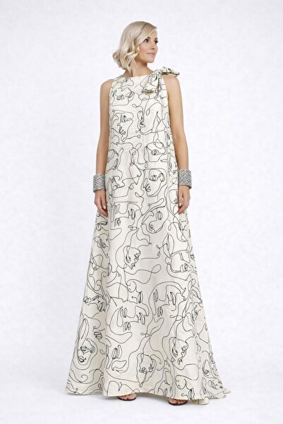 ALYEL NAKER One-Shoulder Bow Detail A-Line Stylish Maxi Dress