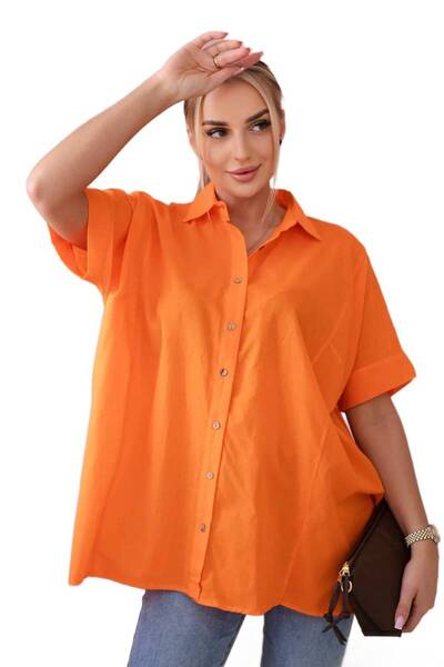 Kesi Orange Short-Sleeved Cotton shirt