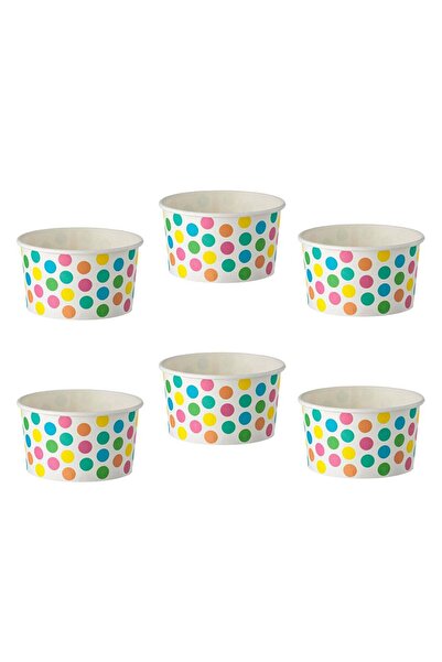 OEM Λευκά Χάρτινα Μπολ Παγωτού με Πουά 240ml - 6 τεμάχια