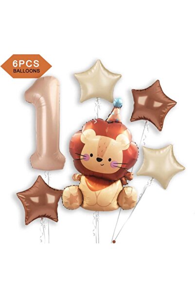 ÇITIPITISTORE Sevimli Aslan folyo balonlu doğum günü yaş parti balon set