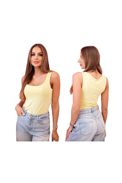 Kesi Light yellow fitted Viscose top – an essential clothing item