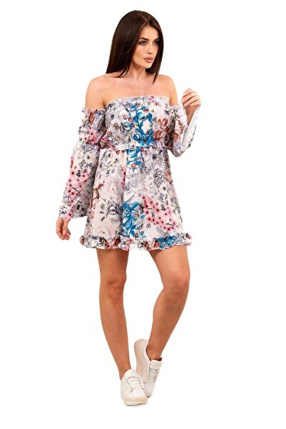 Kesi Rochie spaniolă cu imprimeu floral ecru