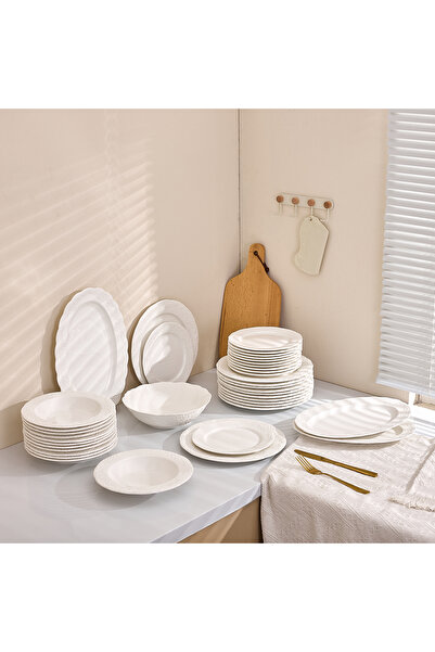 Malooki Serviciu de masă 40 piese "Antic", porțelan – Set farfurii 12 persoan...