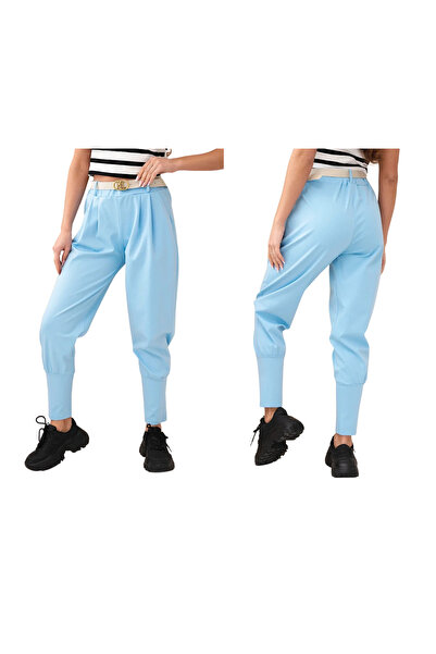 Kesi Pantaloni conici cu talie înaltă, albaștri, pentru femei