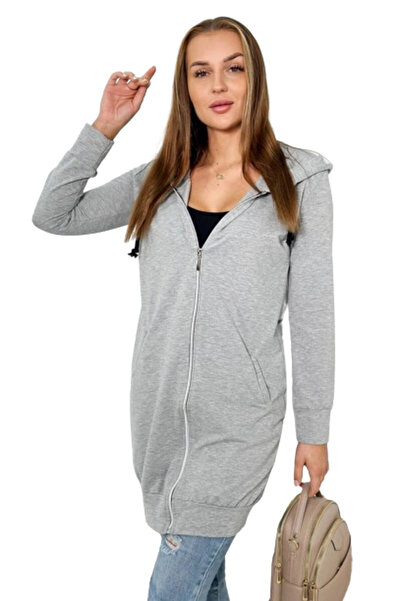 Kesi Hanorac gri melanj cu glugă