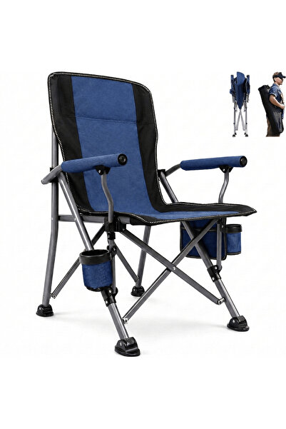 TnsAround Scaun pliabil de camping, pescuit, rezistent 150 kg cu suport pentr...