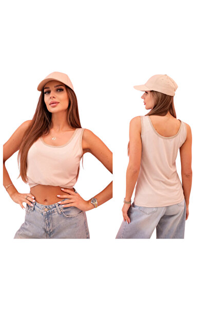 Kesi Women's beige Viscose strappy top - classic basic style