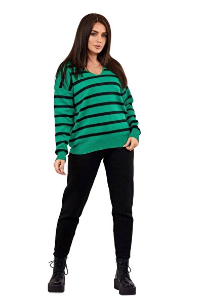 Kesi Set pulover cu dungi + pantaloni verzi