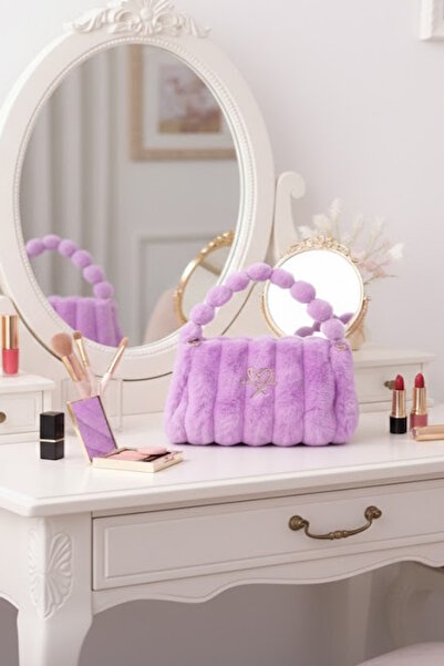 CAŞ DEKORASYON Purple Color Plush Makeup Bag