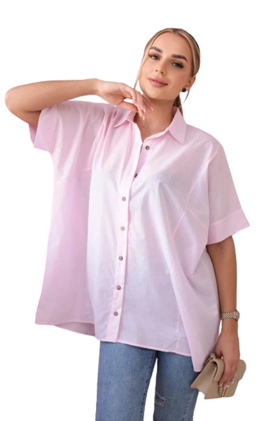 Kesi Short-sleeved Cotton shirt, powder pink