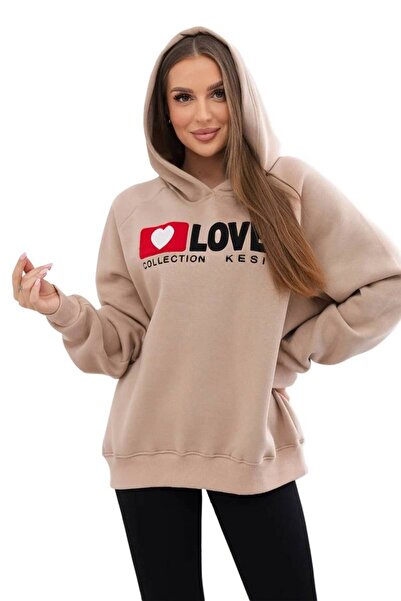 Kesi Hanorac bej închis din bumbac izolat, cu glugă